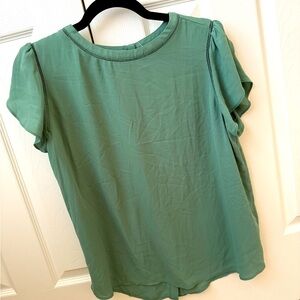 Spring Green Blouse With Femine details and buttons down the back